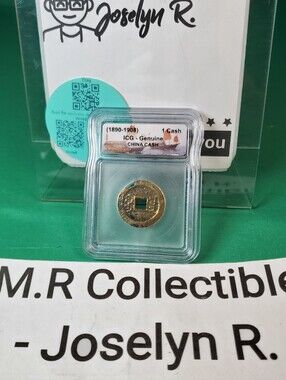 1890-1908 China 1 Cash Coin - ICG Genuine Certified - Late Qing Dynasty Empire